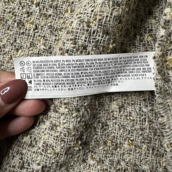 Forever 21 Metallic Bouclé Frayed Shirt Y2K Button-Up – Size M - Picture 10 of 13